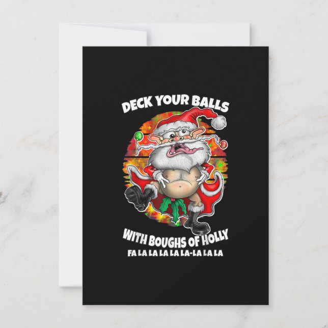 Ljuny Lycklig-jul Crazy Santa Festive Merry Xm Inbjudningar (Framsida)