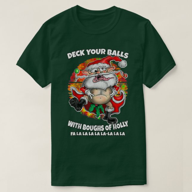 Ljuny Lycklig-jul Crazy Santa Festive Merry Xm T Shirt (Design framsida)