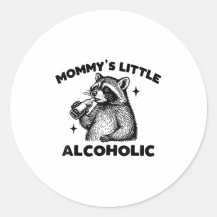 Ljuny Mammas lilla alkoholhaltiga cute Raccoon Mem Runt Klistermärke
