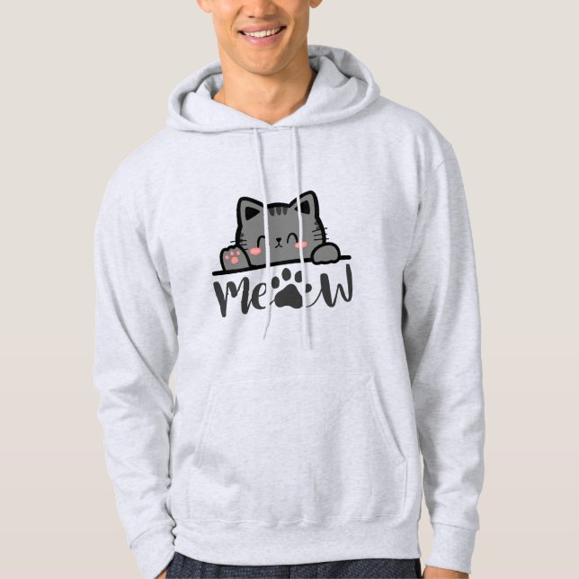 Ljuny Meow-katt Lover T-Shirt - Cute Kattunge Desi Hoodie (Framsida)