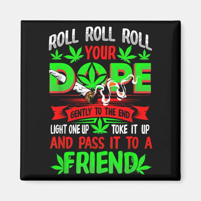 Ljuny Ogräs Pot Älskare Roll Joint Friend Smoking  Magnet (Framsidan)