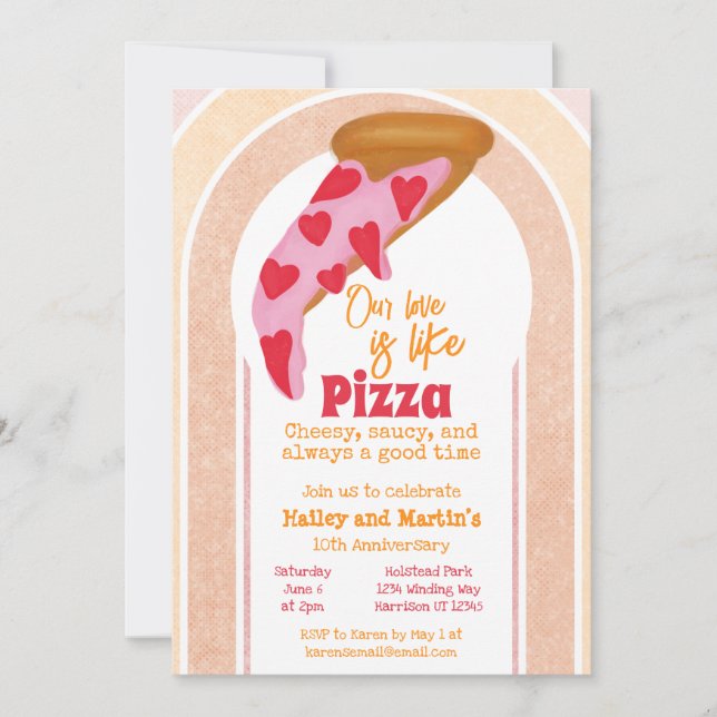 Ljuny Pizza Milestone-årsdag Inbjudningar (Framsida)