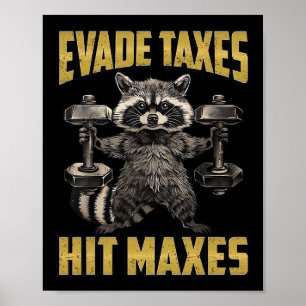 Ljuny Raccoon Weight Lyfts Gym Evade Taxes Slå M Poster