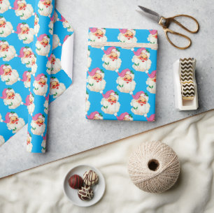 Ljuny Retro Blue Jultomten Ansikte jul Presentpapper