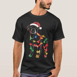 Ljuny Santa Boxer Retriever jul Ljus Hund L T Shirt