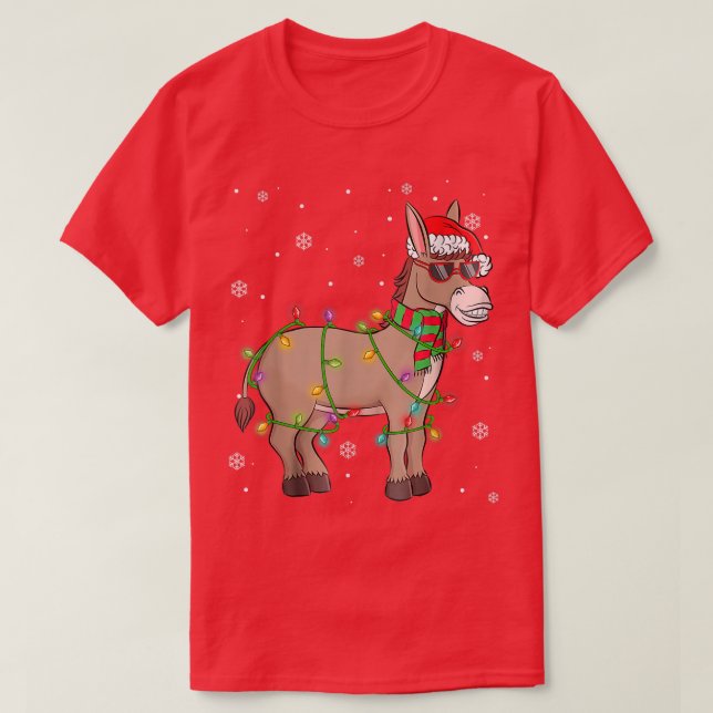 Ljuny Santa Donkey jul Ljus Donkey Julafton Ho T Shirt (Design framsida)