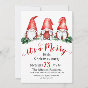 Ljuny Santa Gnomes God jul Little Party In Inbjudningar