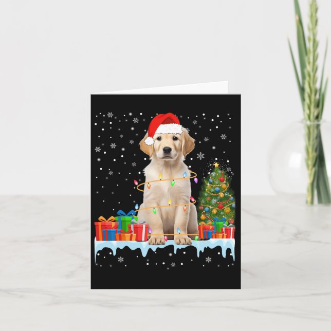 Ljuny Santa Labrador Hund jul Ljus Julafton Paj Kort (Framsida)
