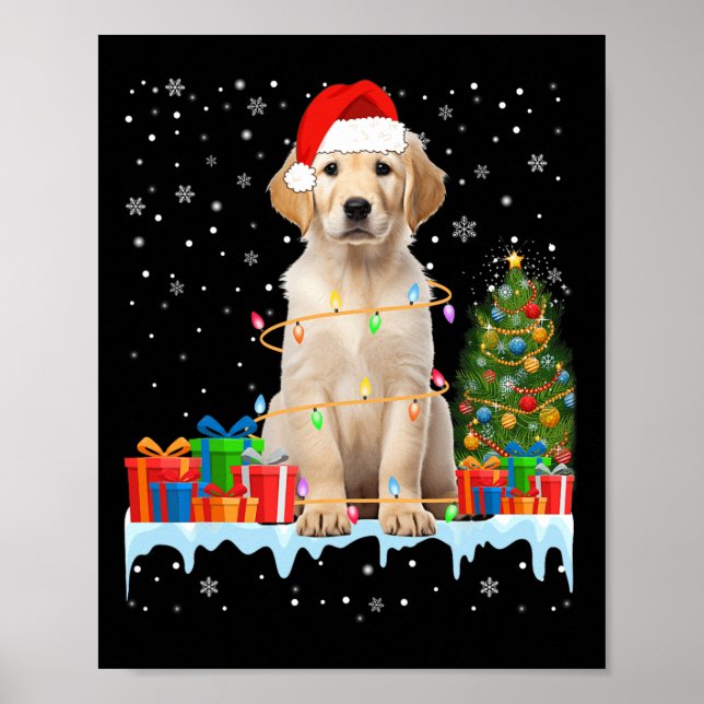 Ljuny Santa Labrador Hund jul Ljus Julafton Paj Poster (Framsidan)