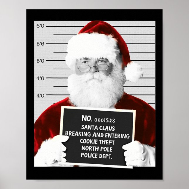 Ljuny Santa Mugshot Jultomten Jails jul Poster (Framsidan)