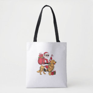 Ljuny Santa Riding Golden Retriever Hund jul Tygkasse