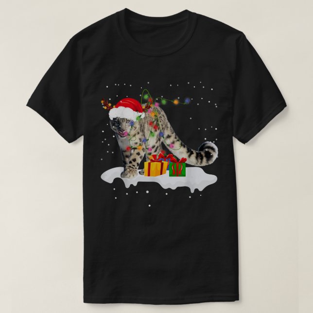 Ljuny Santa Snö Leopard jul Ljus Älskare Ch T Shirt (Design framsida)