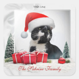 Ljuny Sarcastic Cat Santas Hjulklapp Fyrkantigt Klistermärke