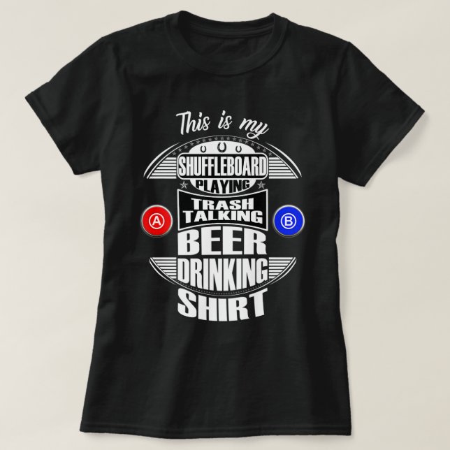 Ljuny Shuffleboard Spelar League Beer Drinking Gi T Shirt (Design framsida)