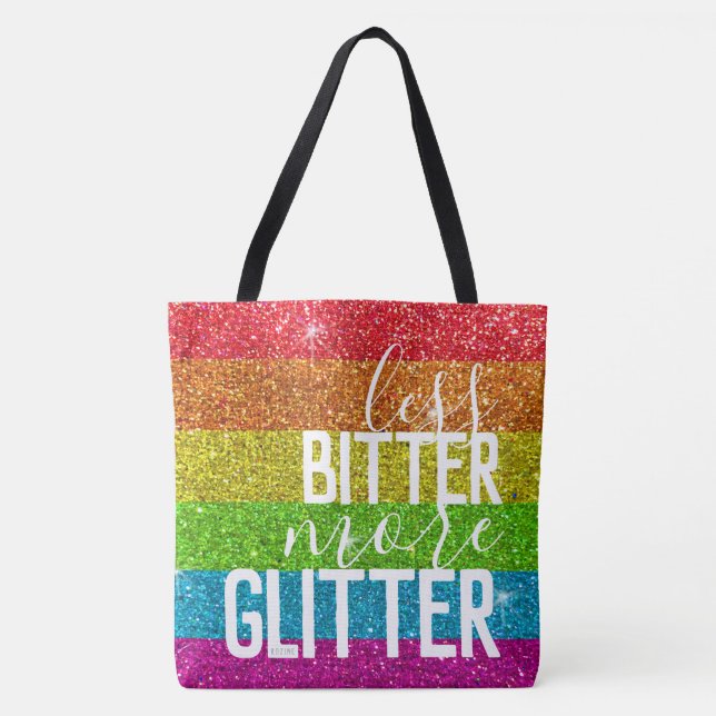 Ljuny som säger Gay pride Humor Rainbow Glitter Tygkasse (Framsida)