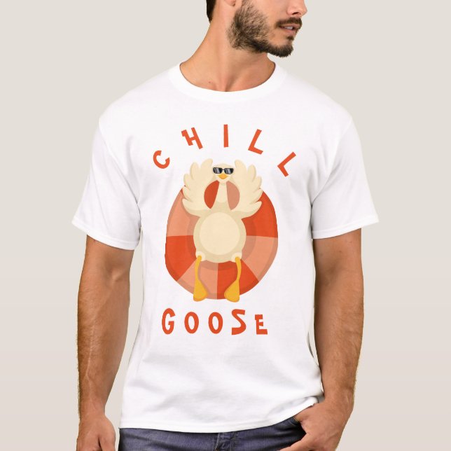 Ljuny sommarvakation Beach Chill Goose Simma ring T Shirt (Framsida)