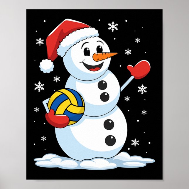 Ljuny Volleyball Snögubbe jul Volleyball Play Poster (Framsidan)