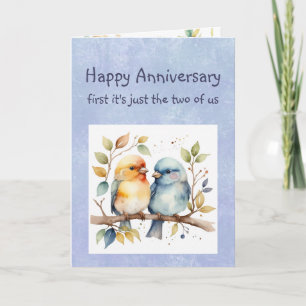 Ljunyårsdag för Lycklig, raring Cute Lovebird Kort