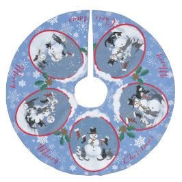 Ljunyj Cats Meet Snögubbe Helgdag-julafton Julgransmatta Borstad Polyester