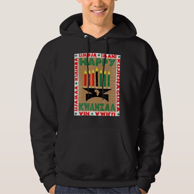 Ljus 7 Principer För Kwanzaa Hoodie (Framsida)