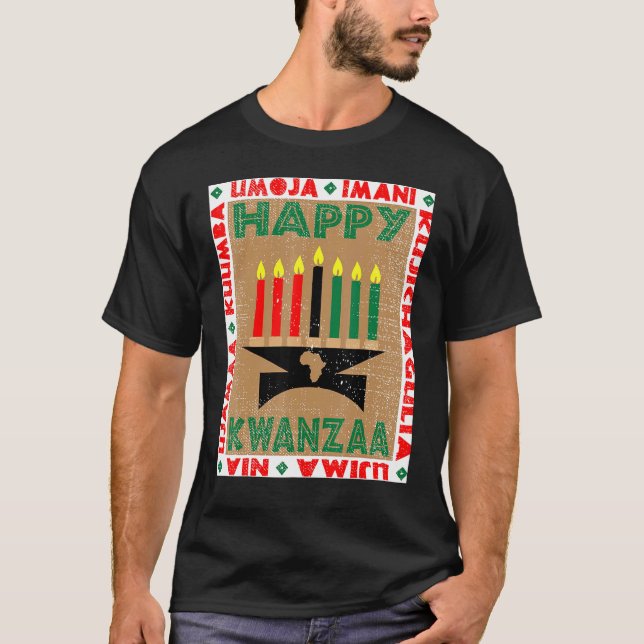 Ljus 7 Principer För Kwanzaa T Shirt (Framsida)