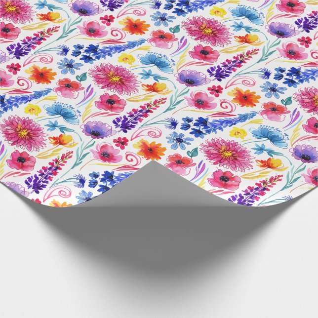 Ljus Abstrakt Akvarell Stil Blommor Presentpapper (Hörn)