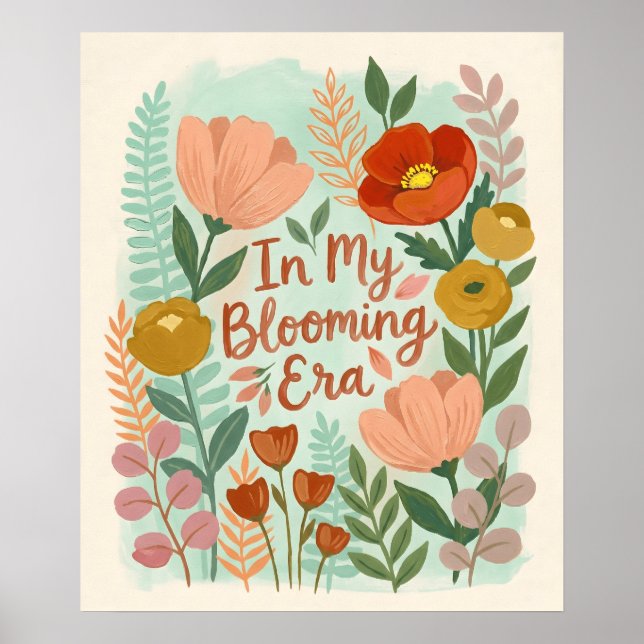 Ljus abstrakt blomma botanisk konst, vårblomma poster (Framsidan)