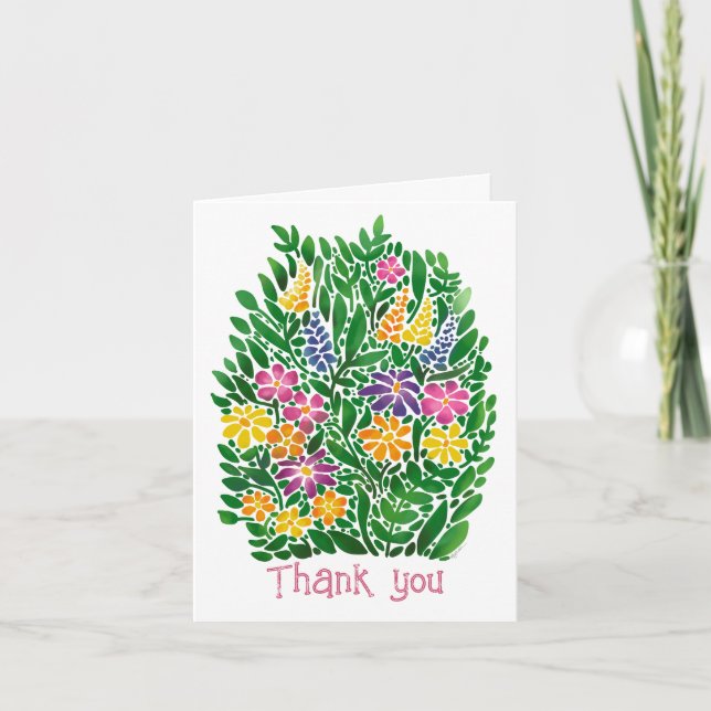 Ljus abstrakt blomsterflat tackkort (Framsida)