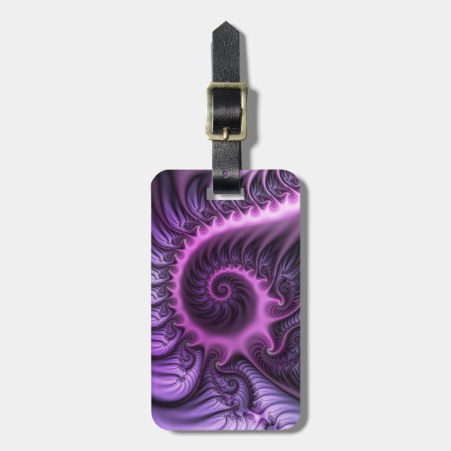 Ljus abstrakt cool rosa lila fraktal konst spiral bagagebricka (Vertikal Framsida)