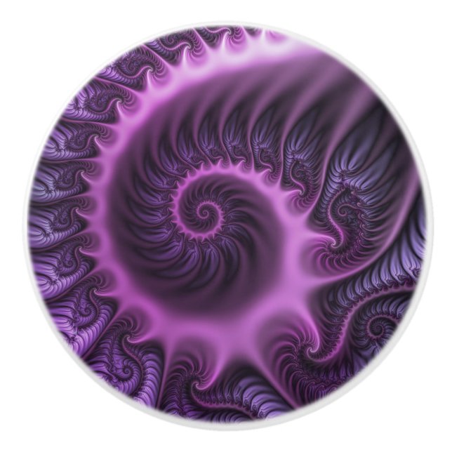 Ljus Abstrakt Cool Rosa Lila Fraktal Konst Spiral Knopp (Framsidan)