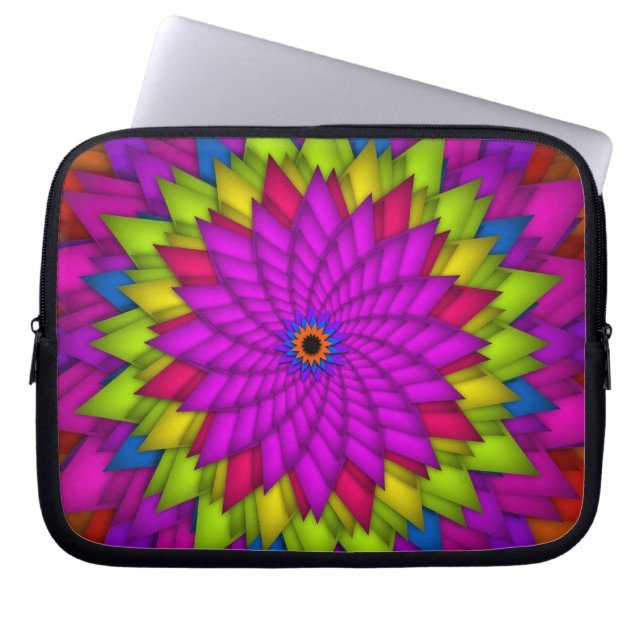 Ljus Abstrakt Färgrik Blomma Laptop Sleeve (Framsidan)