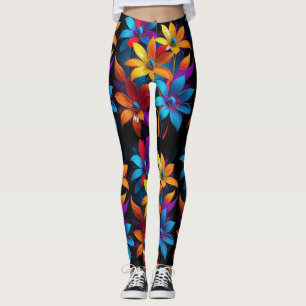 Ljus Abstrakt Färgrik Blommig Konst-32908 Leggings