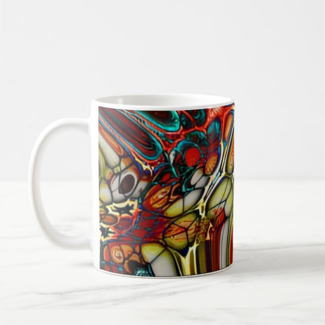 Ljus Abstrakt Färgvirvel Kaffemugg (Vänster)