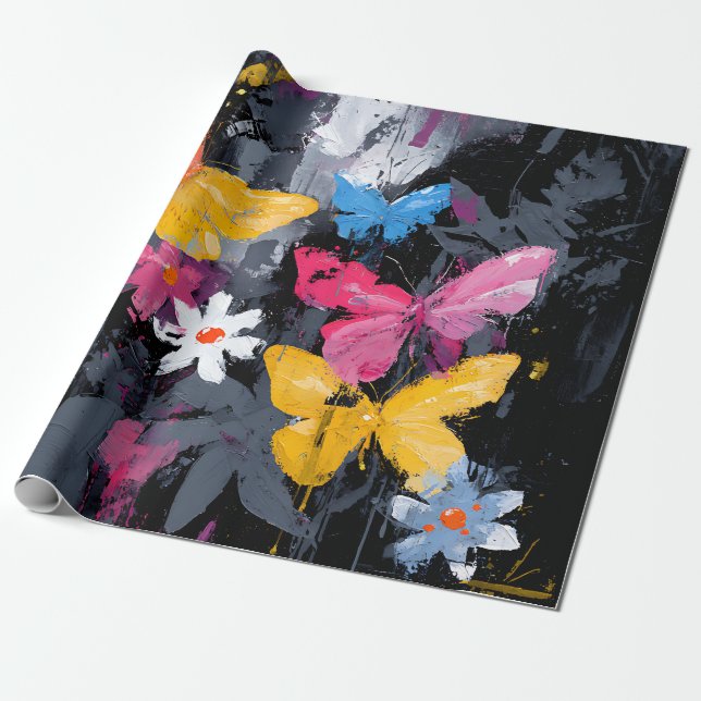 Ljus Abstrakt Fjärilsflykt (5) Presentpapper (Utrullad)