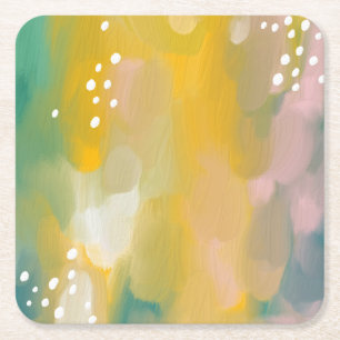 Ljus abstrakt målad. Modernt penseldrag Underlägg Papper Kvadrat