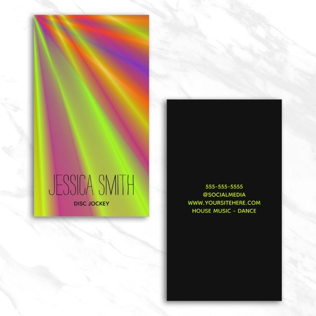 Ljus abstrakt nattklubb ljusshow DJ Visitkort (Bright Abstract Night Club Light Show DJ Business Card)