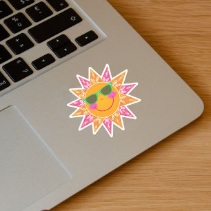 Ljus Abstrakt Sol Rosa Orange Strålar Solglasögon Klistermärken