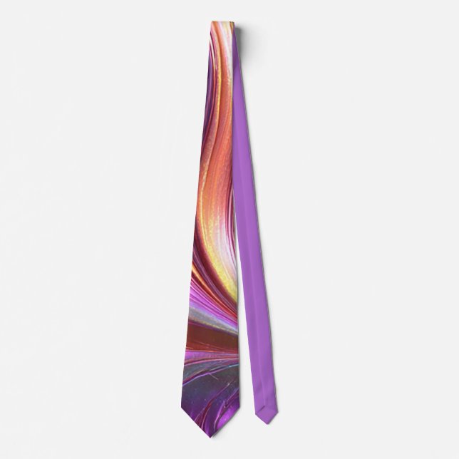 Ljus Abstrakt Virvel Lila Guld Modern Konst Slips (Framsida)