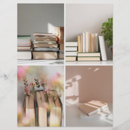Ljus Akademisk Mysig Bok Collage Scrapbookpapper