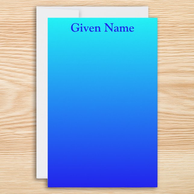 Ljus Akvablå Personlig Ombre Brevpapper (Bright Aqua Blue Personalized Ombre Stationery)