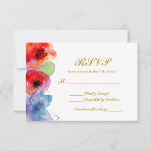 Ljus akvarellblomma Blommor Svar RSVP Bröllop 
