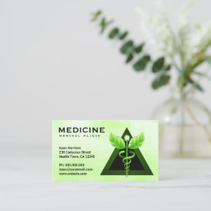 Ljus alternativ medicin - grön Caduceus Bizcards Visitkort