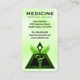 Ljus alternativ medicin - grön Caduceuslodrät Visitkort