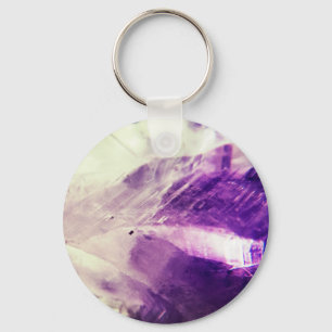 Ljus Amethyst kristall Nyckelring