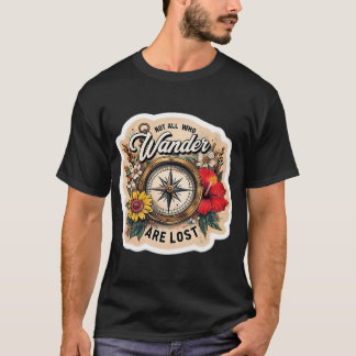 Ljus antik mässingskompass omgiven av färg t shirt