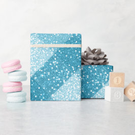 Ljus Aqua Blå Glitter Vit Glitter Mönster Presentpapper