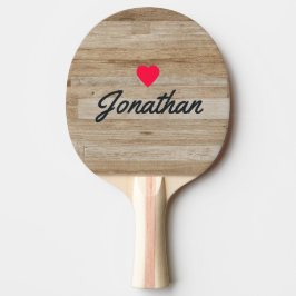 Ljus Askträ Äldre Hjärtformad Signatur Pingisracket
