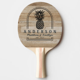 Ljus Askträ Pineapple Bröllopsbåge & Namn Pingisracket