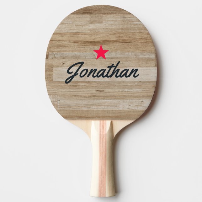 Ljus Askträ Signatur för Vintage Stjärna Pingisracket (Framsidan)