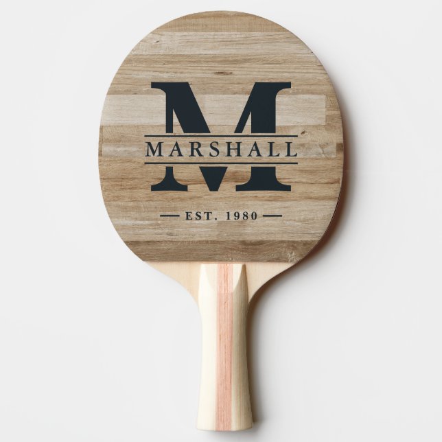 Ljus askträmonogram och namntillval pingisracket (Baksidan)